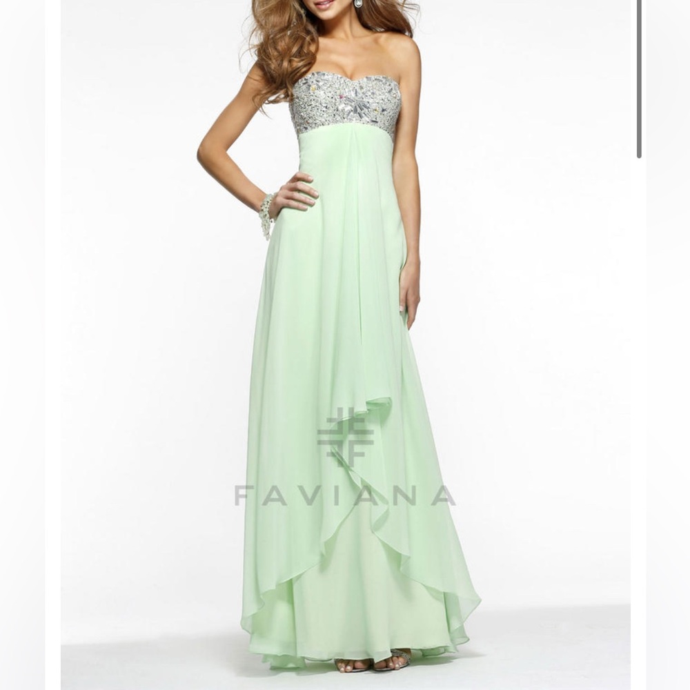 Faviana High Low Layered Chiffon Dress